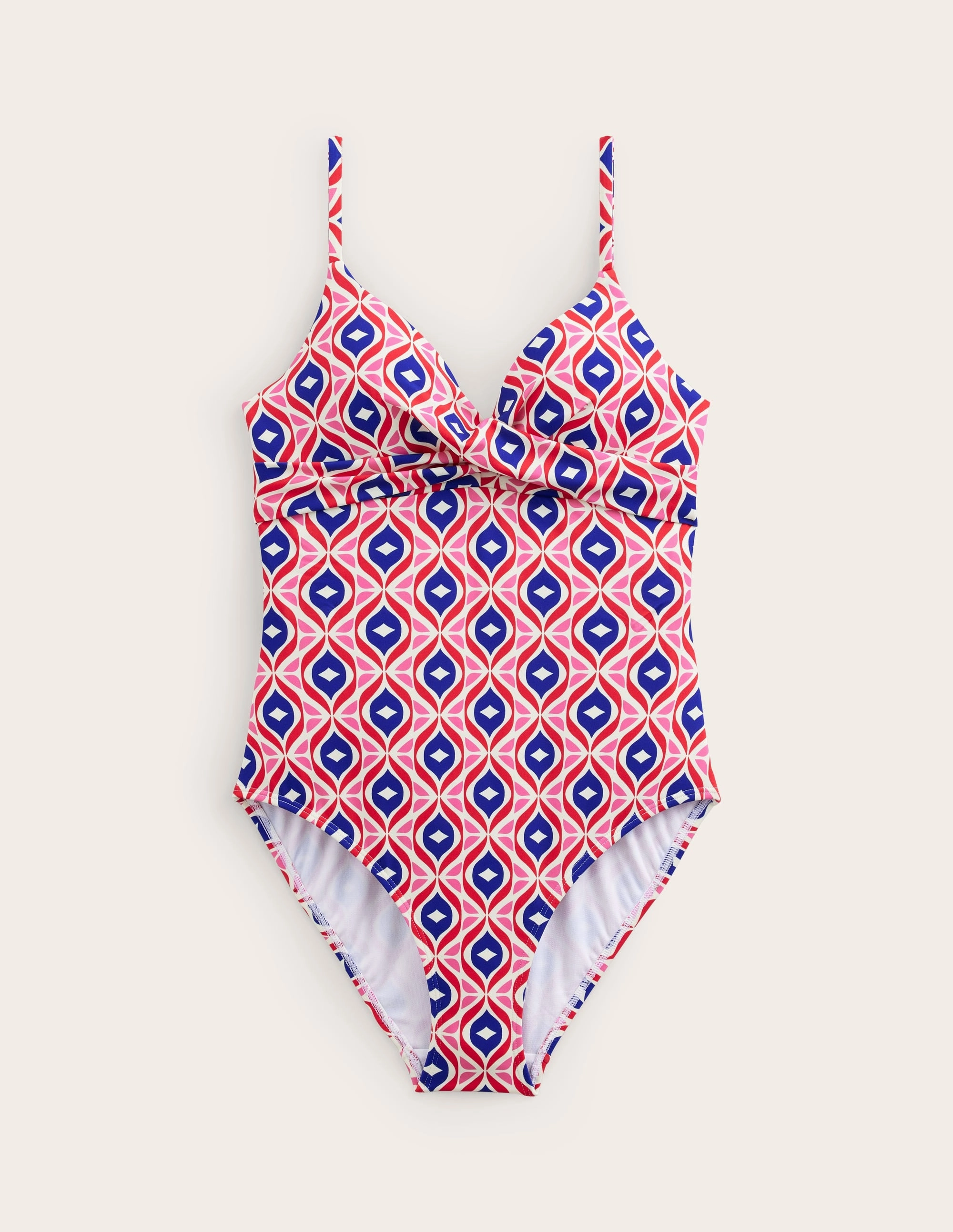 Capri Cup-size Swimsuit-Rubicondo, Diamond Wave Geometric-Shapes Reinforced Strap Anchors