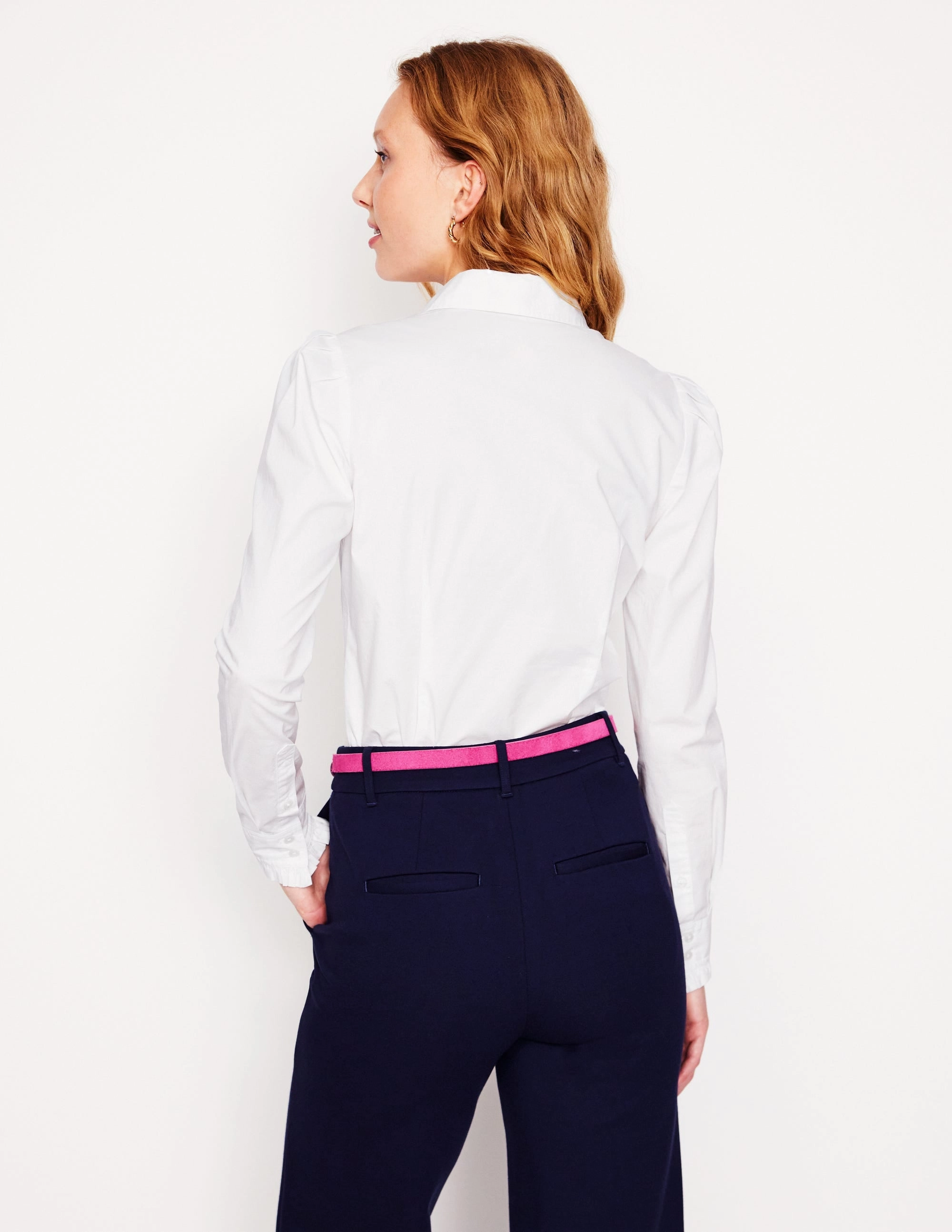 Cara Stretch Cotton Shirt-White AllDay Comfort Tech