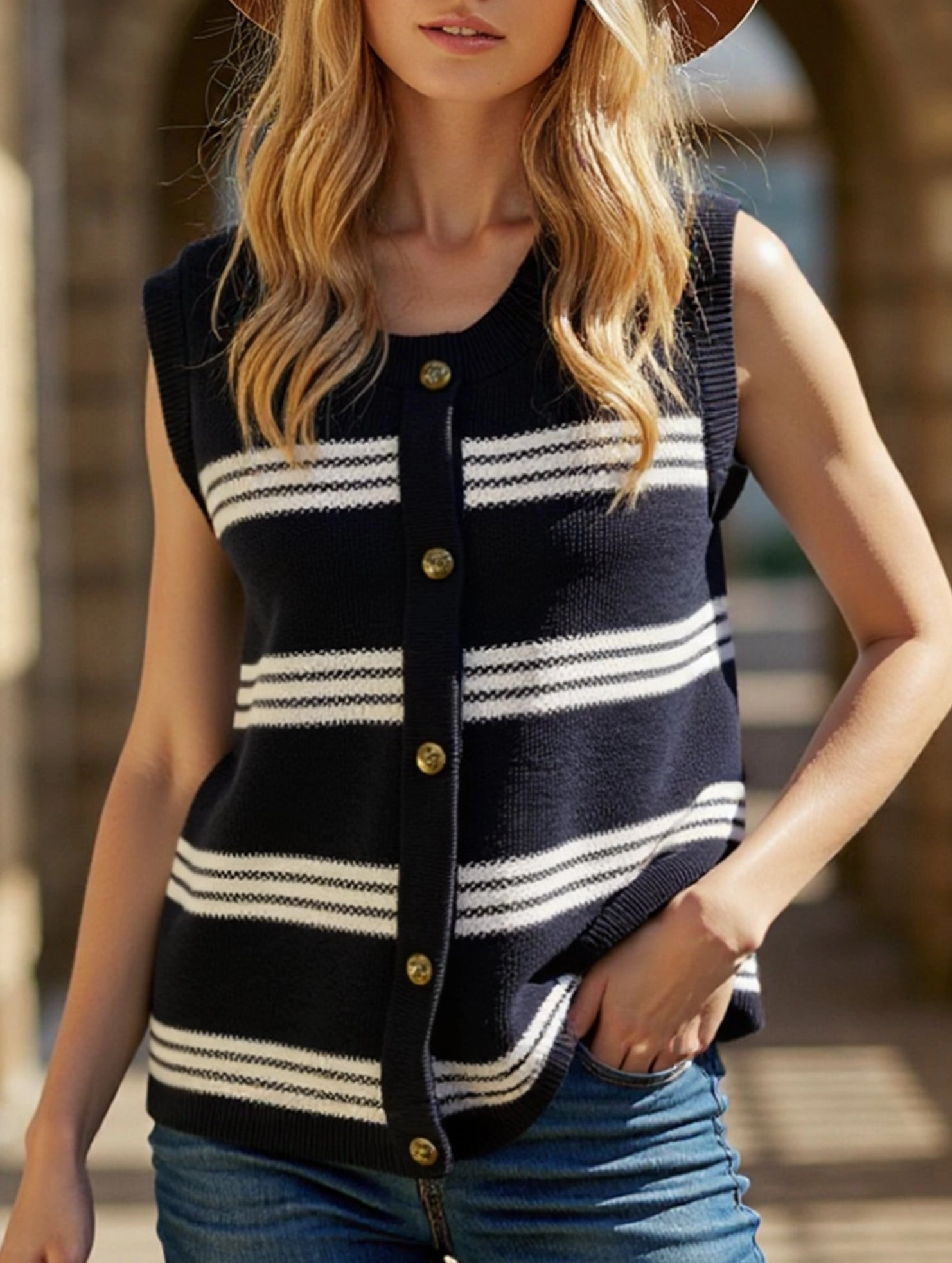 Shrinkage Prevention Treatment Cardigan with embroidery vest