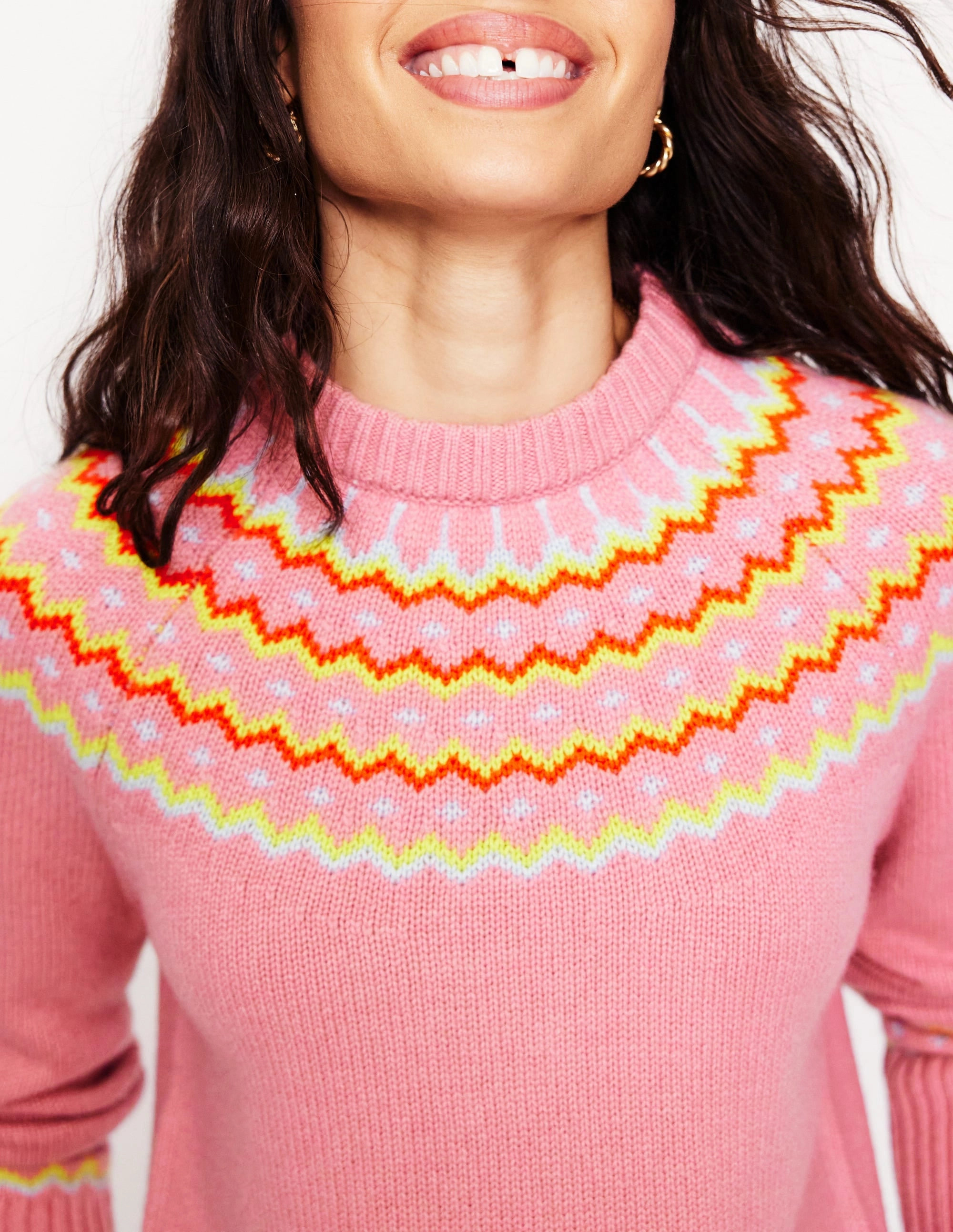 Cashmere Fair Isle Jumper-Formica Pink Recycled Fiber Timeless Feel