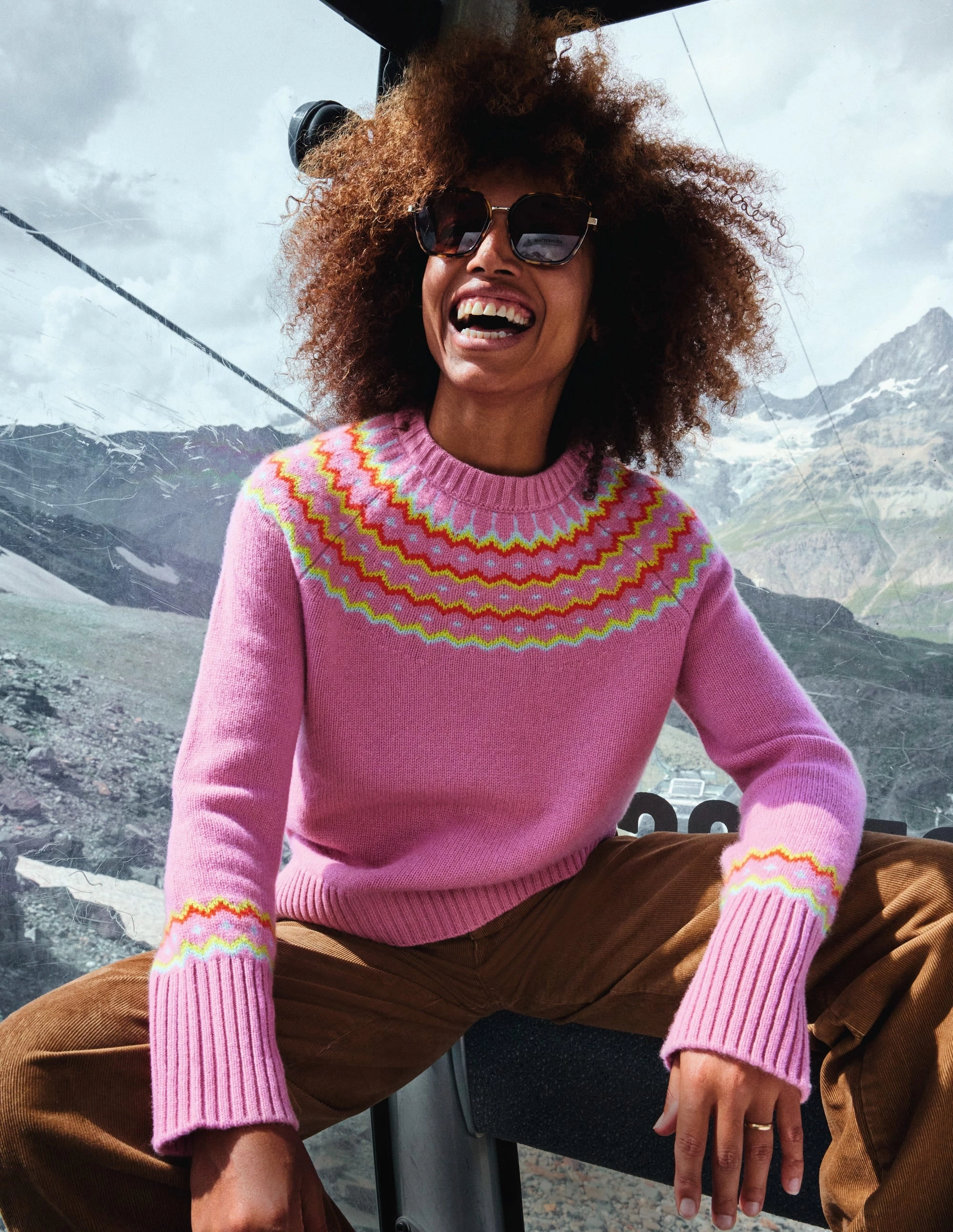 Cashmere Fair Isle Jumper-Formica Pink Soft Microfiber Surface
