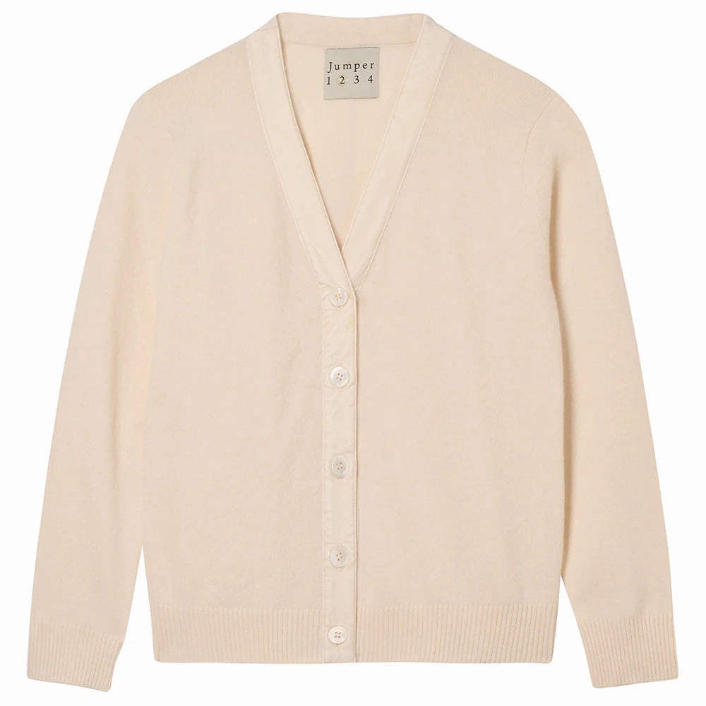 Sleeveless Tee Cashmere Wool Velvet Little Cardigan in Ear of Wheat