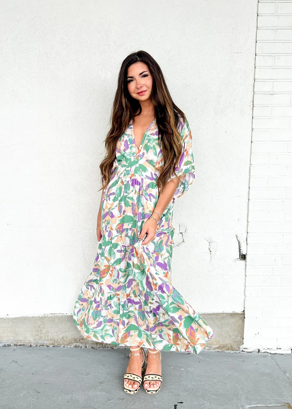 Lace Soft Relaxed Layer CASSIE FLORAL MAXI DRESS