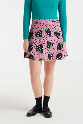 Chic casual Strawberry Polka Dot Mini Skirt in Pink