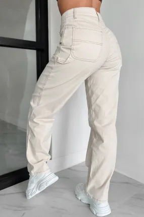 Lark High Rise Straight Leg Carpenter Jeans (Ecru) Festival Outfit Comfy Always Needed