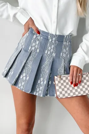 Athletic Look Daily Fit Flirty Concepts Pleated Lace Mini Skort (Blue Denim)