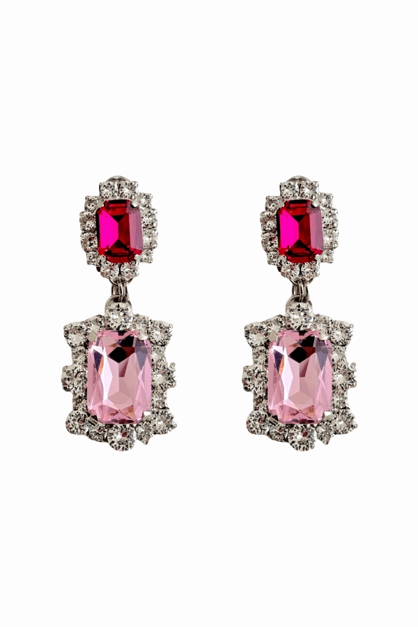 Heart Glow Silk-Blend Dynasty Angelina Fuchsia/Baby Pink Earrings