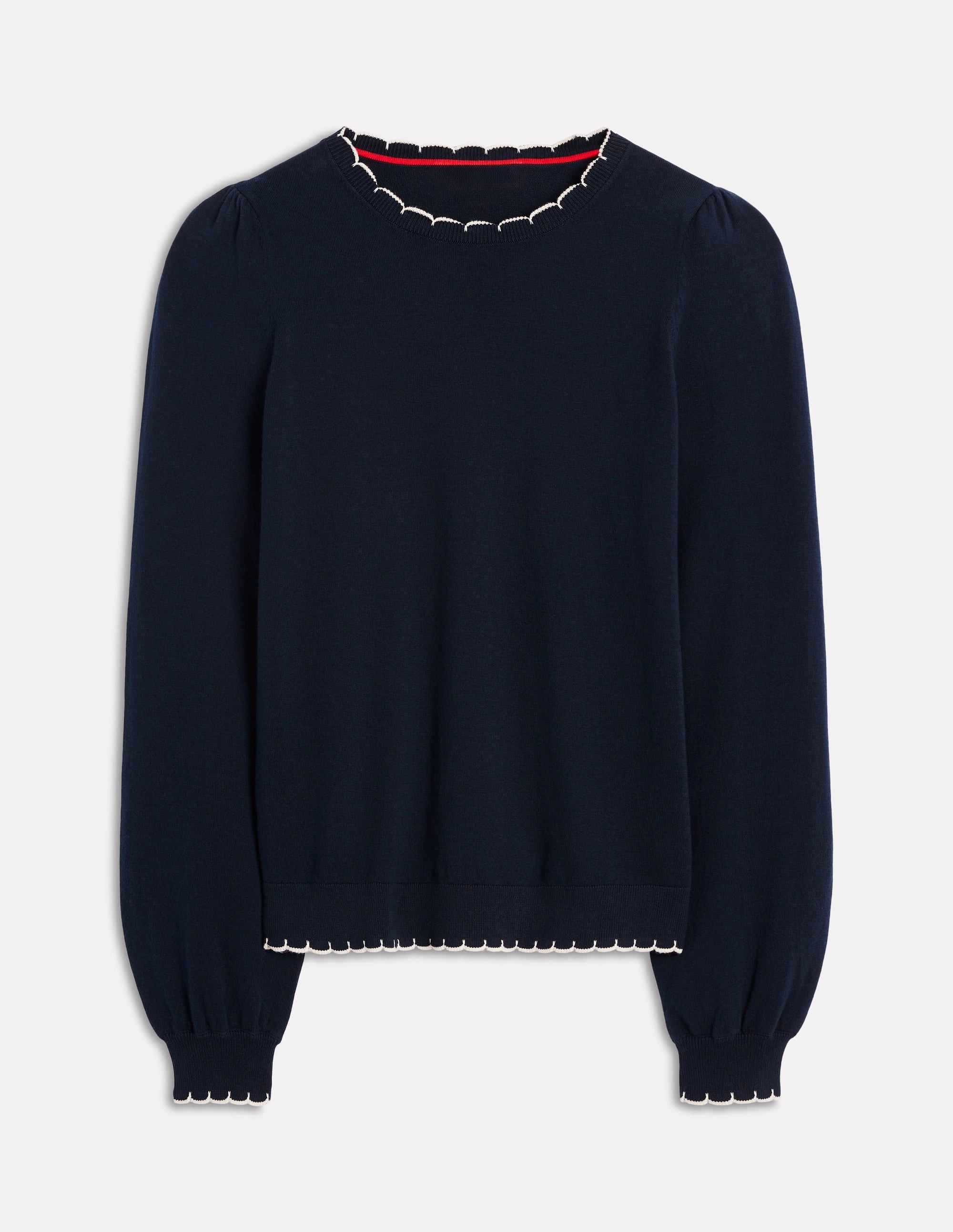 Pru Scallop Trim Jumper-Navy All Time Fall Vibes