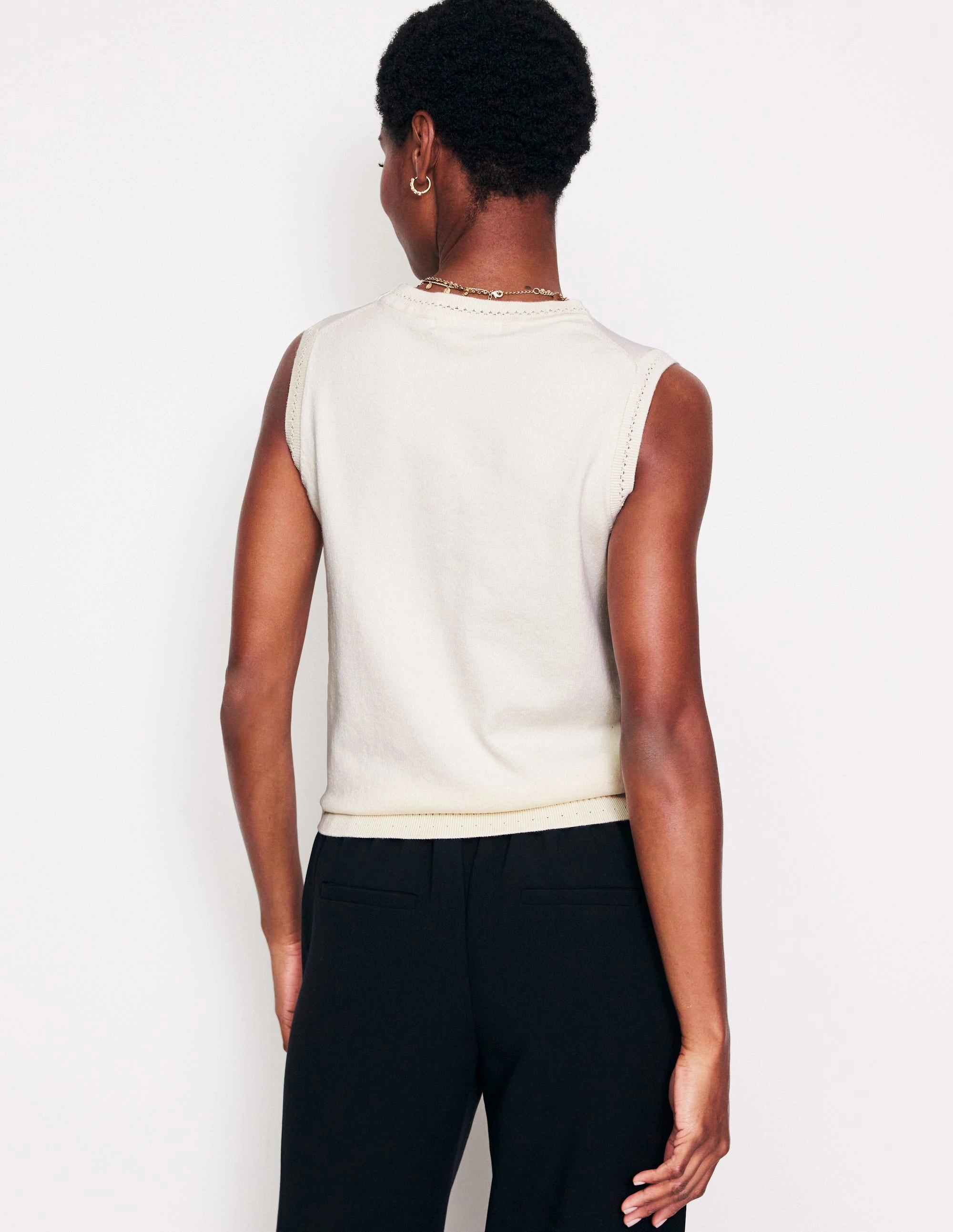 Catriona Crew Neck Cotton Tank-Warm Ivory Weekend Vibes