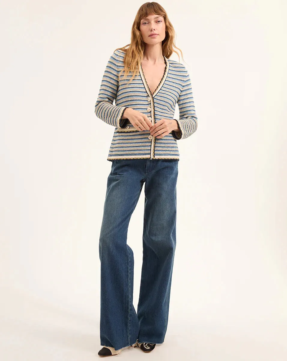 Ceriani Knit Jacket Navy Multi Loose Commodity