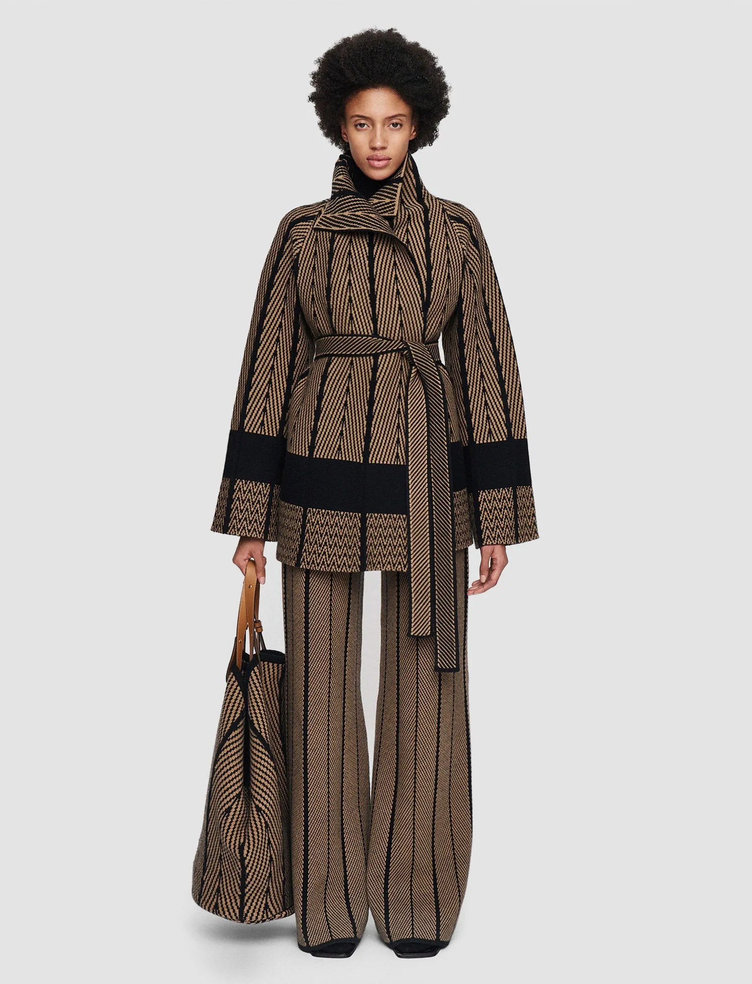 Chevron Jacquard Knitted Jacket Insulated Wear