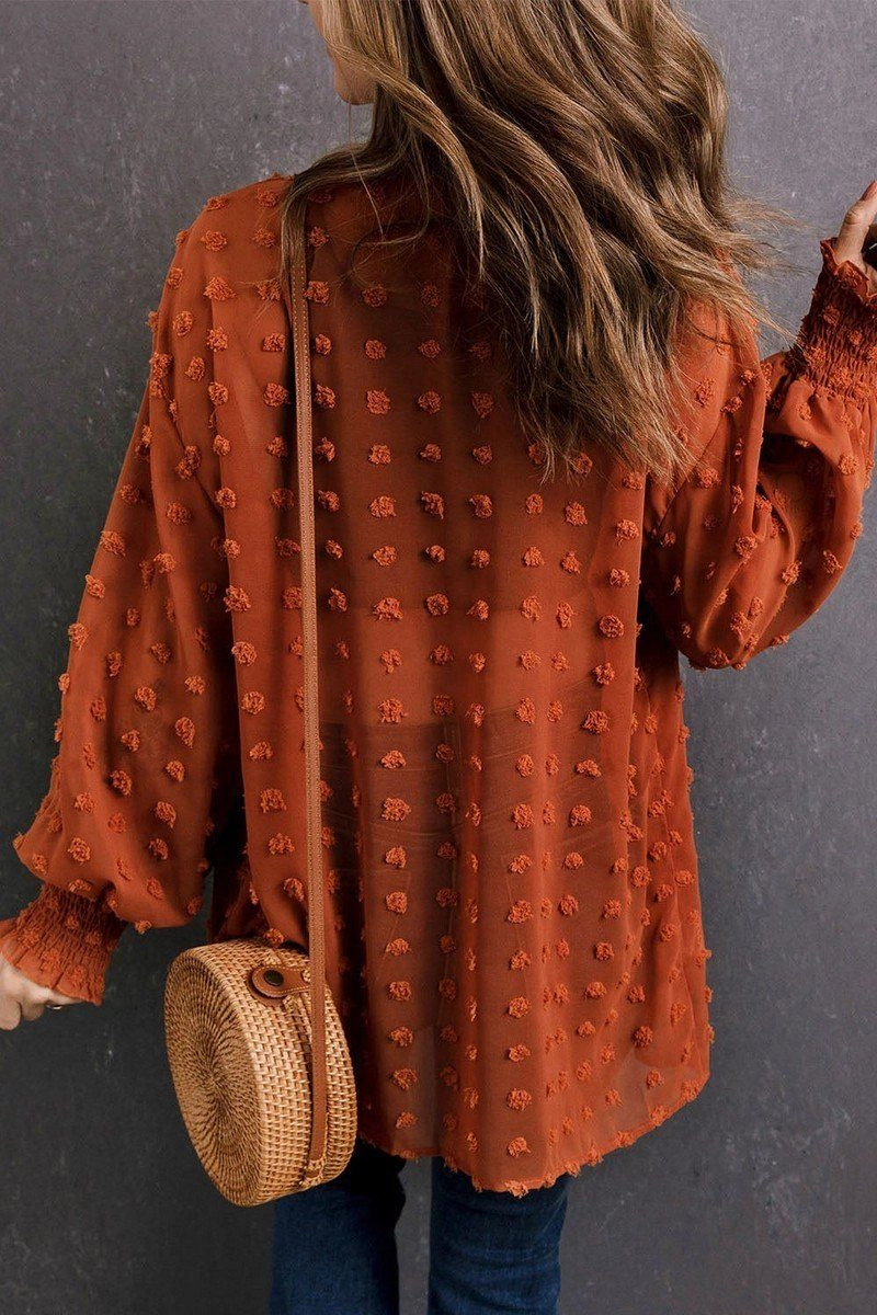 CHIFFON SWISS DOT MID LENGTH SHRUG FOR WOMEN LightReflective Double Stitched Hem