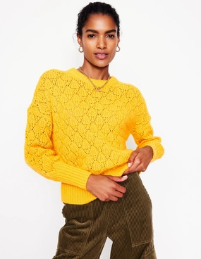 Crisp Look Chunky Pointelle Jumper-Pineapple Yellow