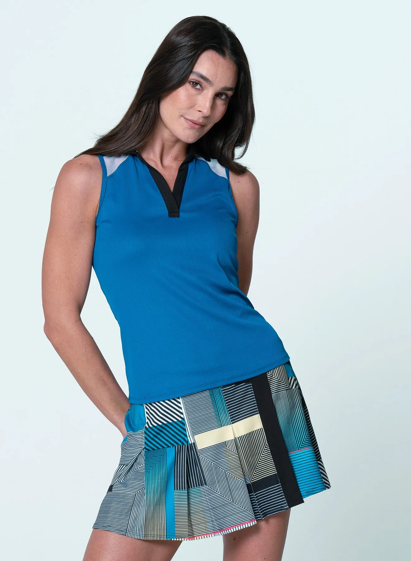 VNeck Style Action Sleeveless Polo