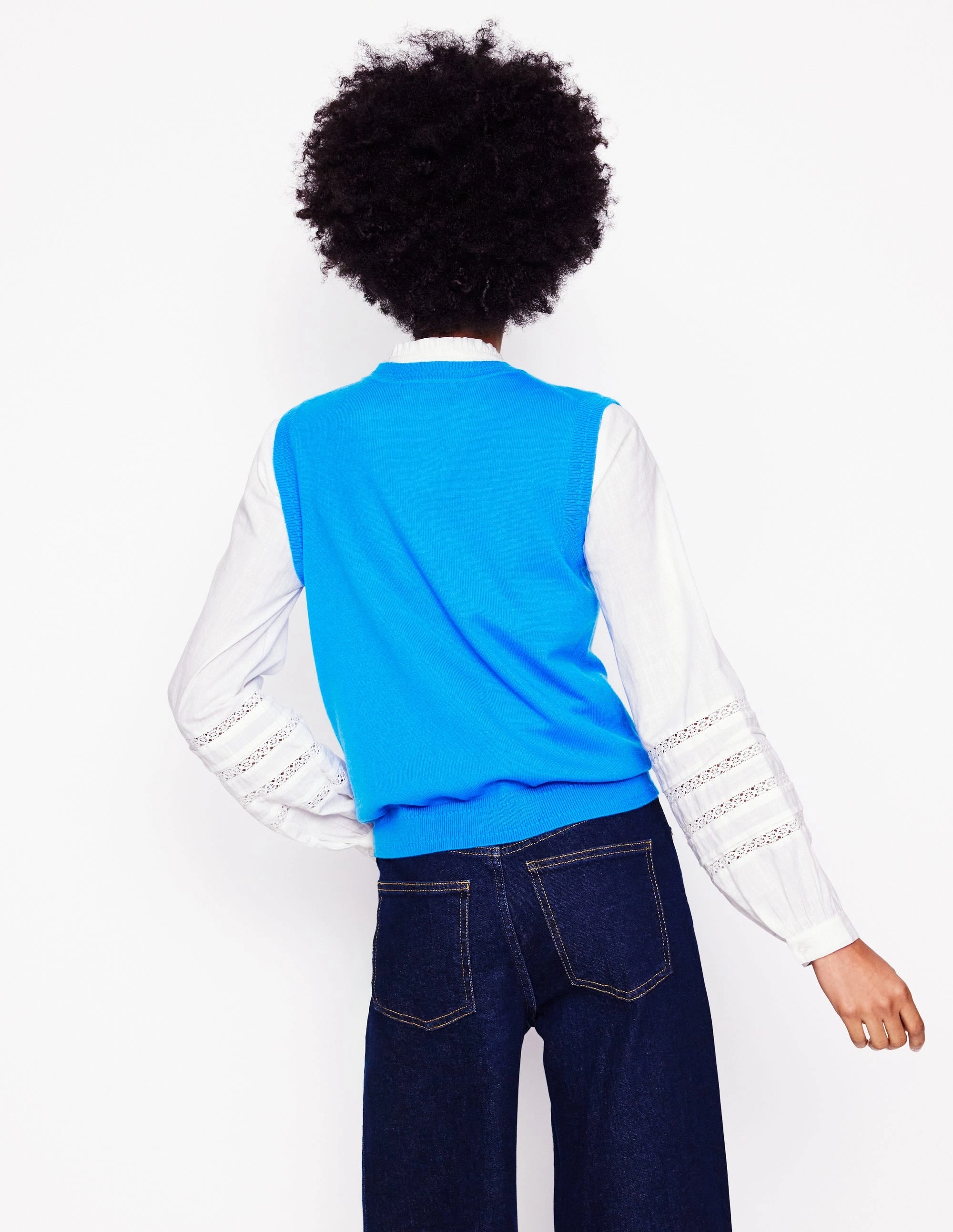 Diagonal Pocket Placement Eva Cashmere Tank-Cerulean Blue