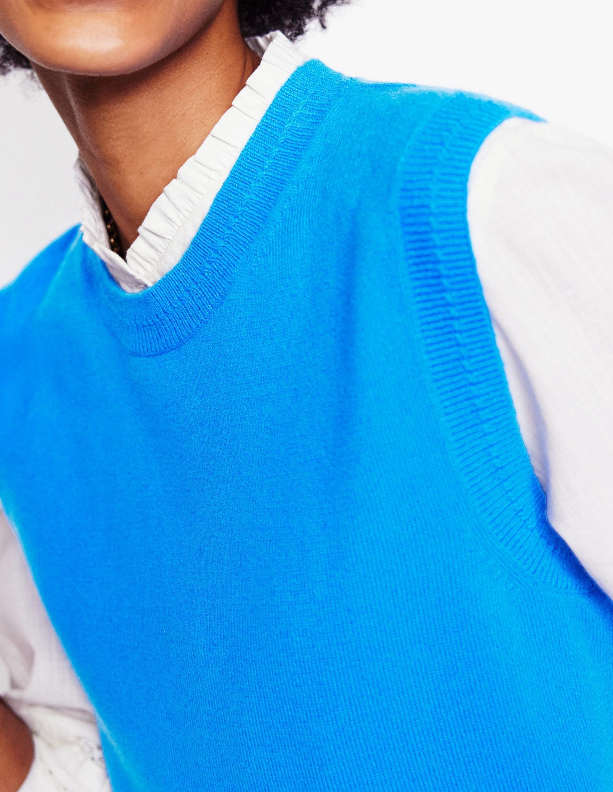 Lightweight Weave Non Irritating Eva Cashmere Tank-Cerulean Blue