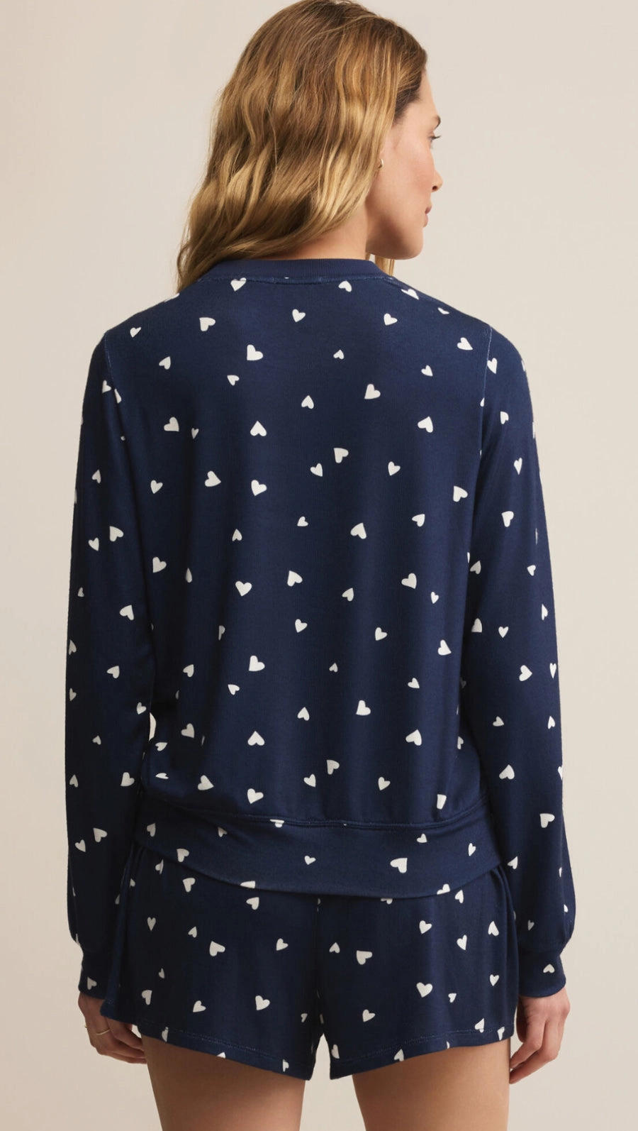 Classic Hearts Long Sleeve in Eclipse CroppedLength SeamlessConstruction