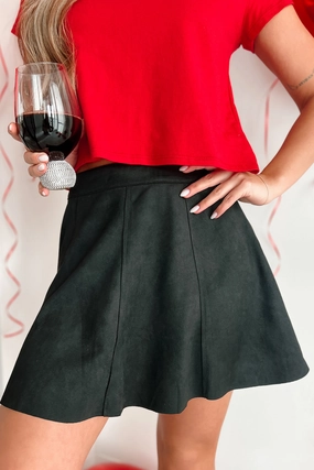 Girl Code Faux Suede Mini Skirt (Black) Move Friendly