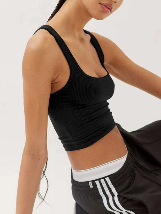 Flexible Material CLASSIC SOLID COLOR SHIRT TIGHTFITTING HALTER_CWTTK0293