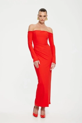 Modern Silhouette Trendy Piece Kristie Midi Dress Cherry Red