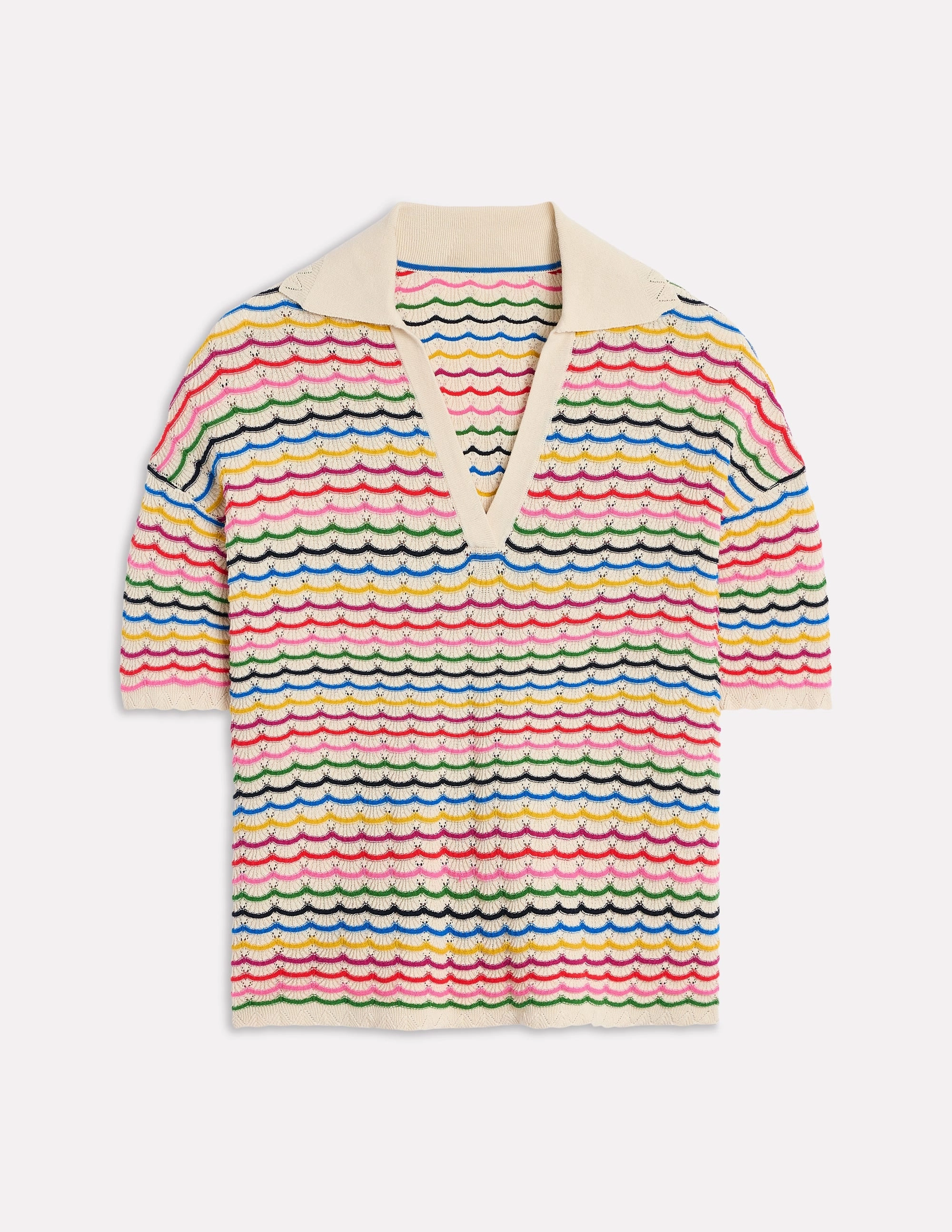 Collared Henley Jumper-Multi, Rainbow Sustainable Dye Process