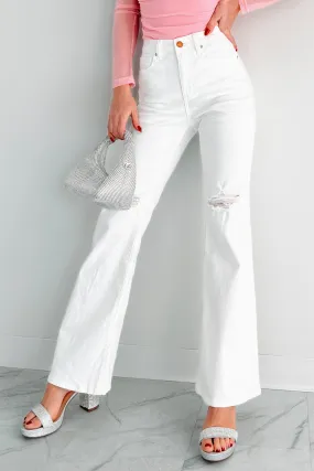 Maureen Special A High Rise Distressed Flare Jeans (White) All Round Piece