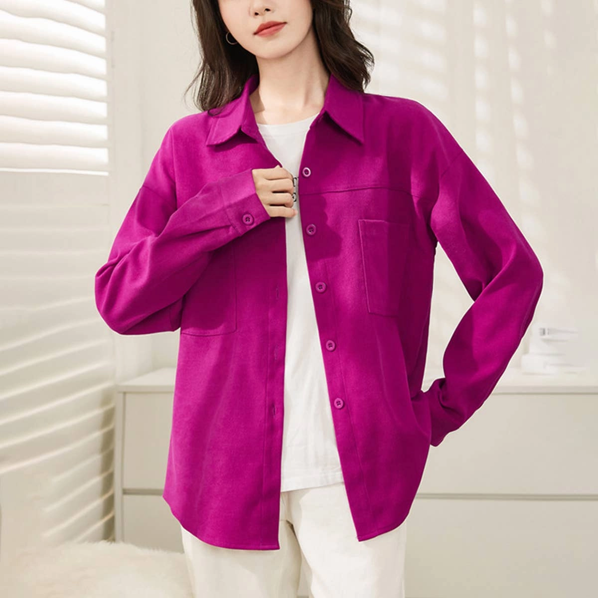 COMMUTER STYLE LONG-SLEEVED SLIMMING SHIRT_CWTBLL0905 Odor Resistant Fabric