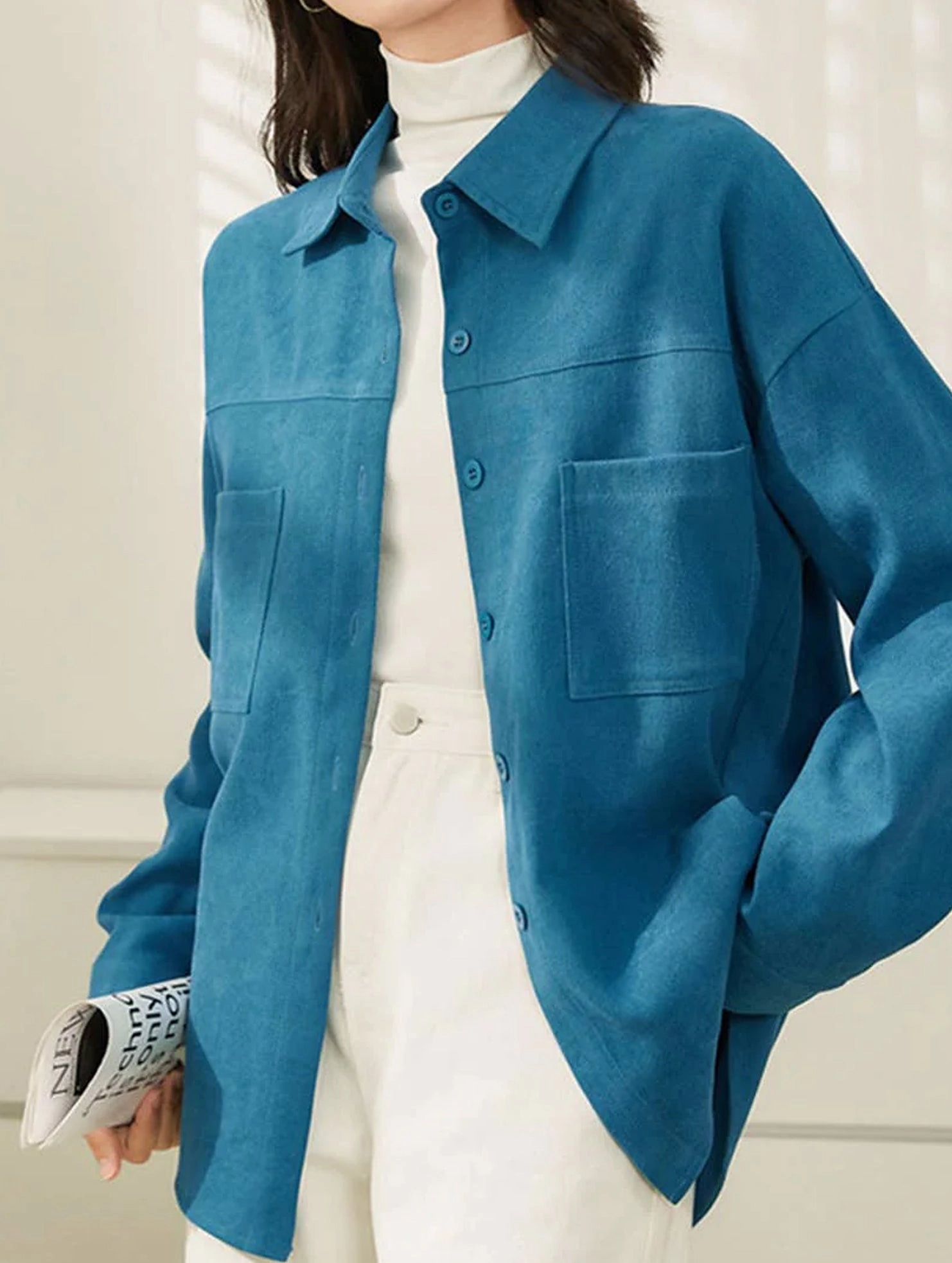 COMMUTER STYLE LONG-SLEEVED SLIMMING SHIRT_CWTBLL0905 ZeroWaste Construction RecycledPolyesterBlend