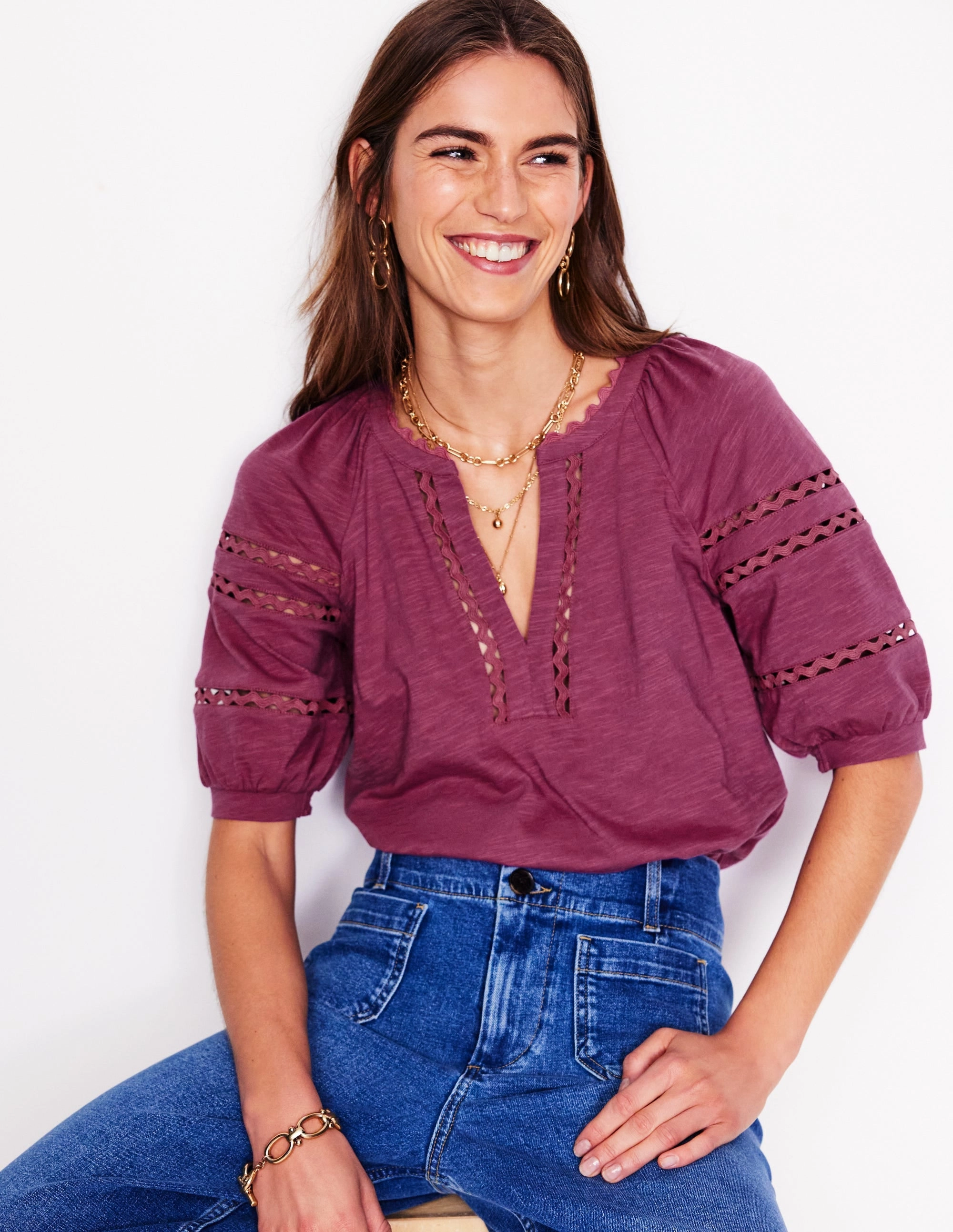 Maisy Rikrak Trim Top-Violet Quartz Wrinkle Resistant Treatment NonRestrictive Cut