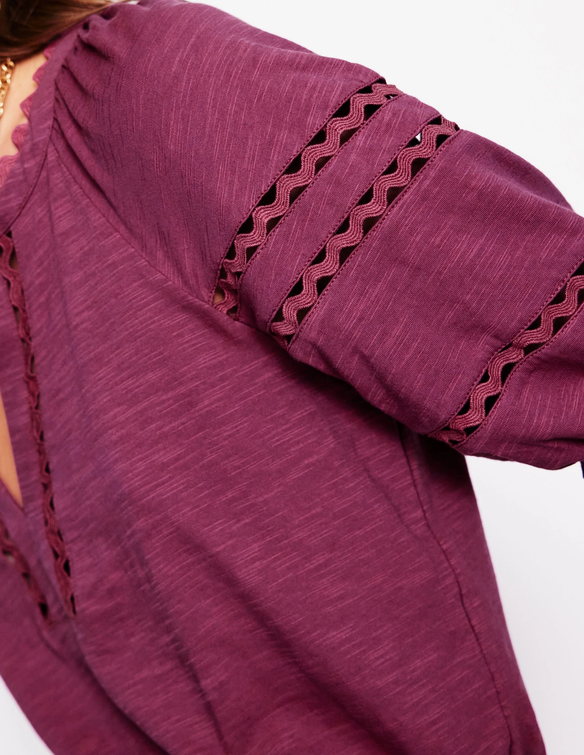 SnagFreeKnit Maisy Rikrak Trim Top-Violet Quartz