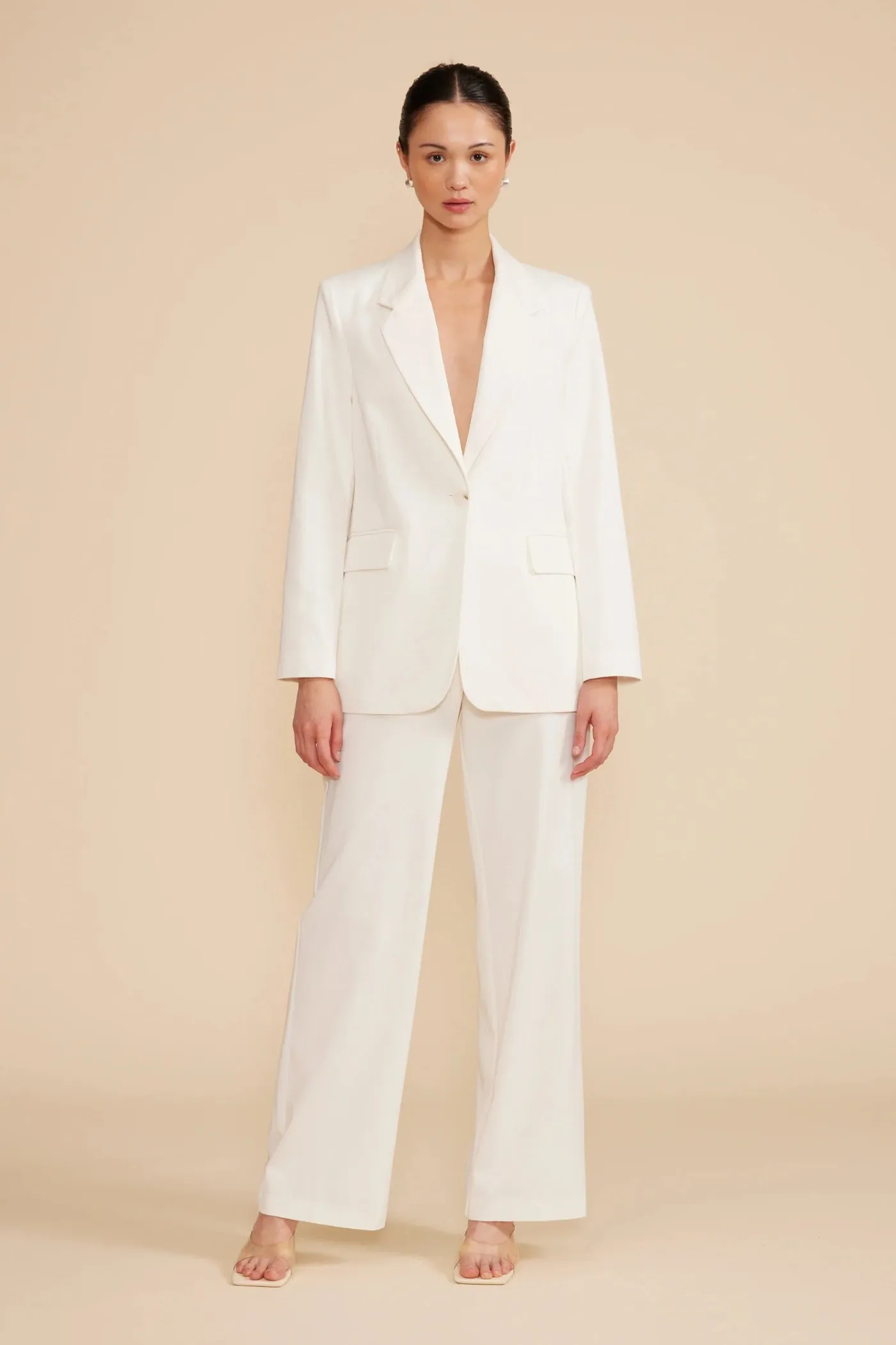 TARA WHITE CUPRO BLAZER Wrinkle resistant fabric