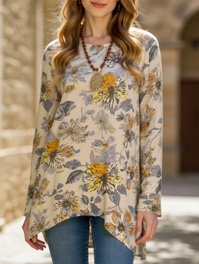 NonToxic Certification floral print crew neck long-sleeved top