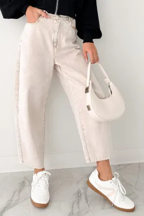 Calloway High Rise Barrel Jeans (Washed Ecru) Trend Setter Road Trip Casual Party Look Sunny Vibes Couple Look