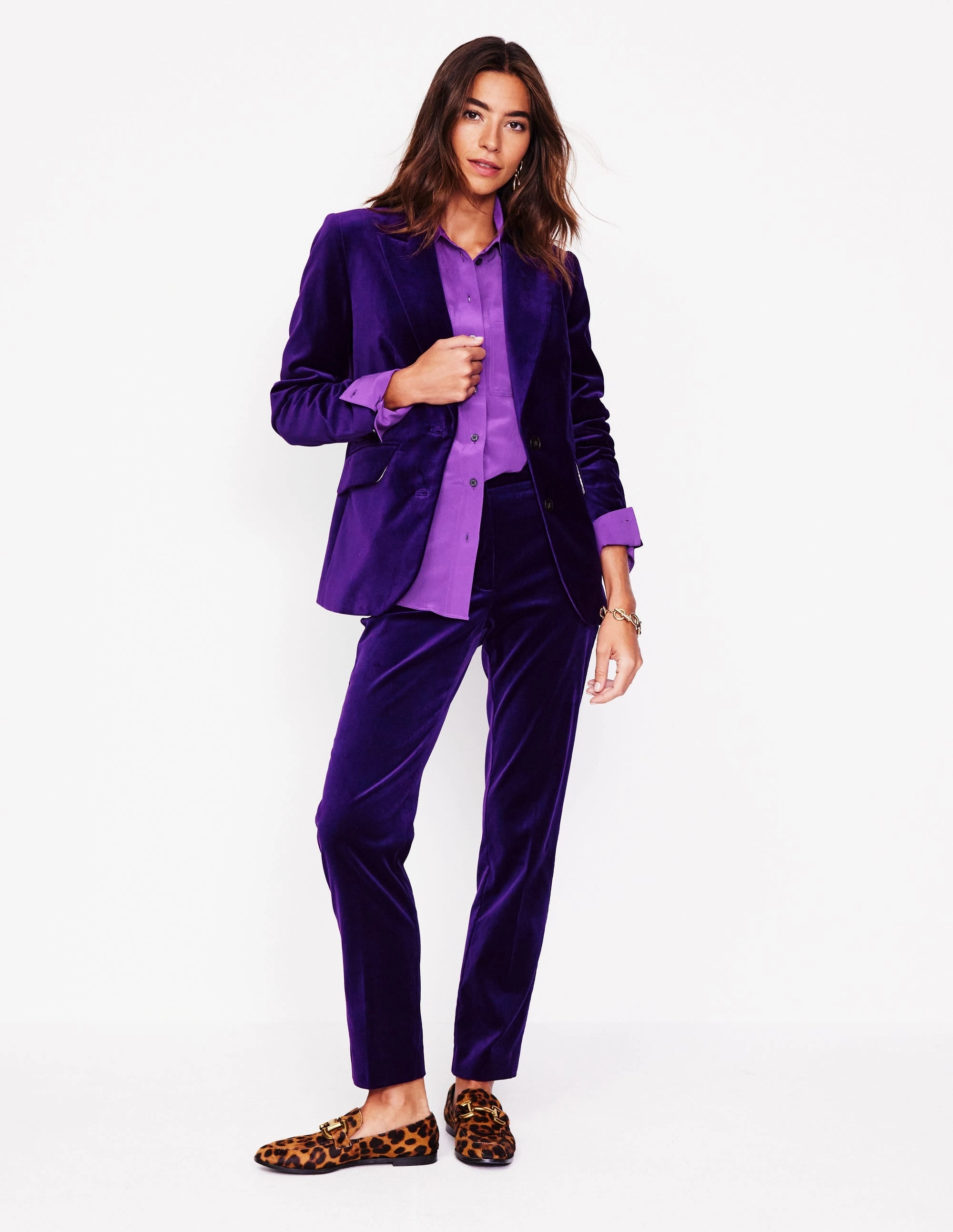 Connie Relaxed Silk Shirt-Royal Purple RibbedCollar