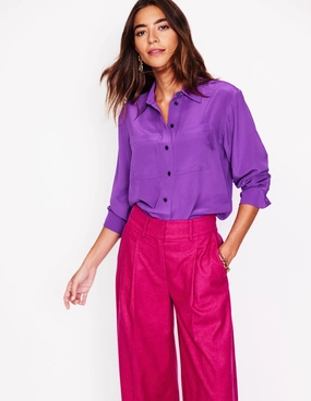 Connie Relaxed Silk Shirt-Royal Purple FlexibleKnit