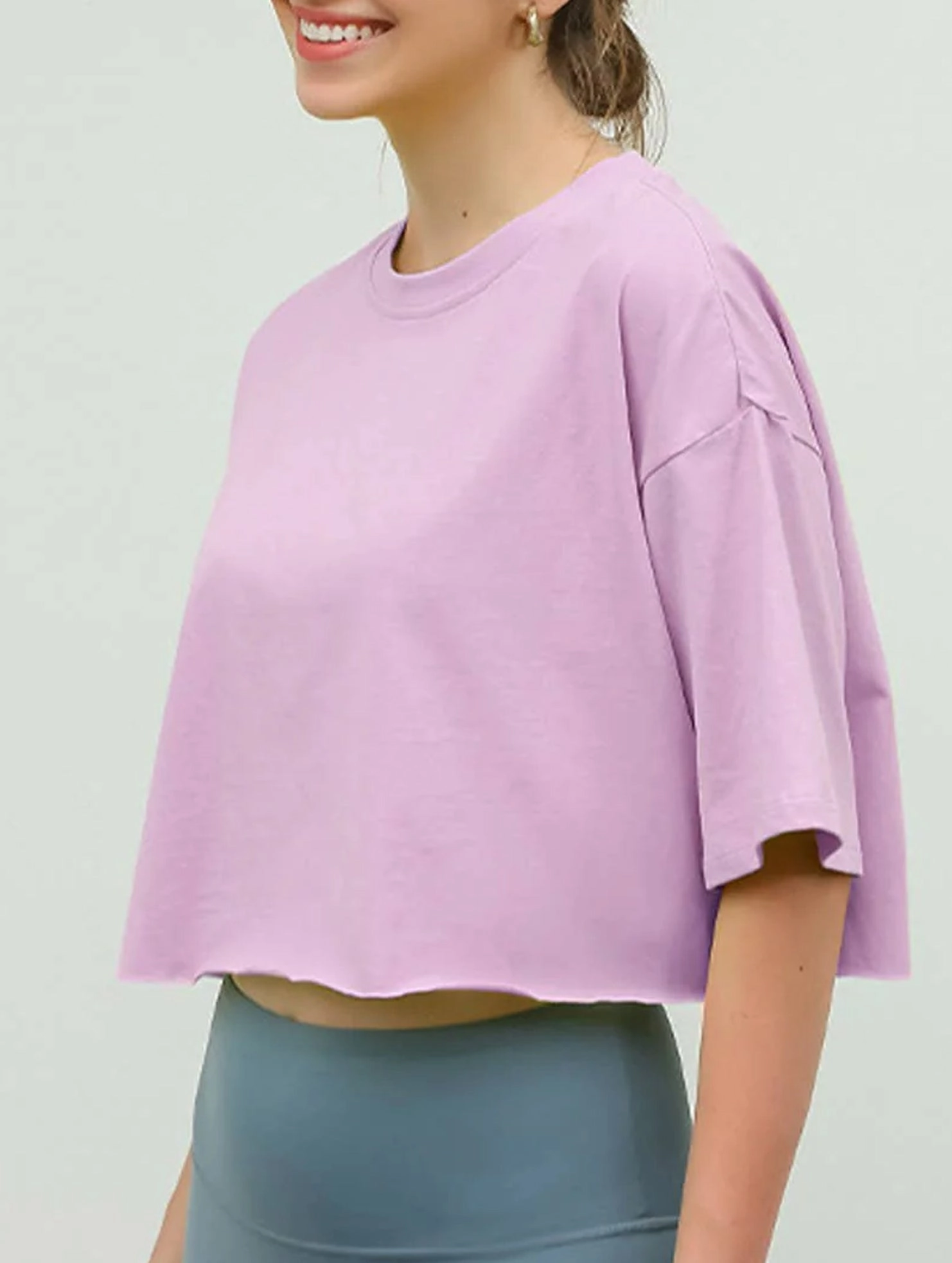 COTTON SOLID COLOR CROP TOP_CWTBLS0838 Airflow Optimized Weave