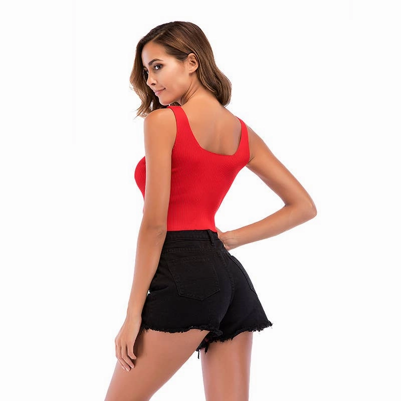 High Density Knit BreathableMeshPanel BOW TANK TOP WITH SQUARE NECK_CWTTK0409