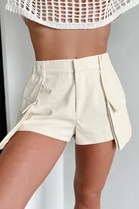 Lounge Ready Fitness wear Conversation Starter Cargo Reverse Skort (Light Oatmeal)