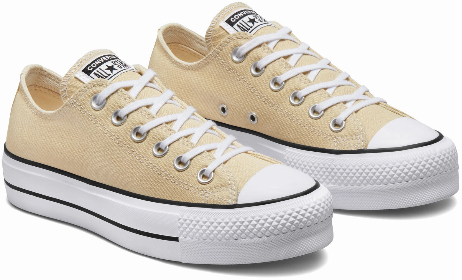 Converse Womens Chuck Taylor All Star Lift Platform Low Top Oat Milk/White/Black