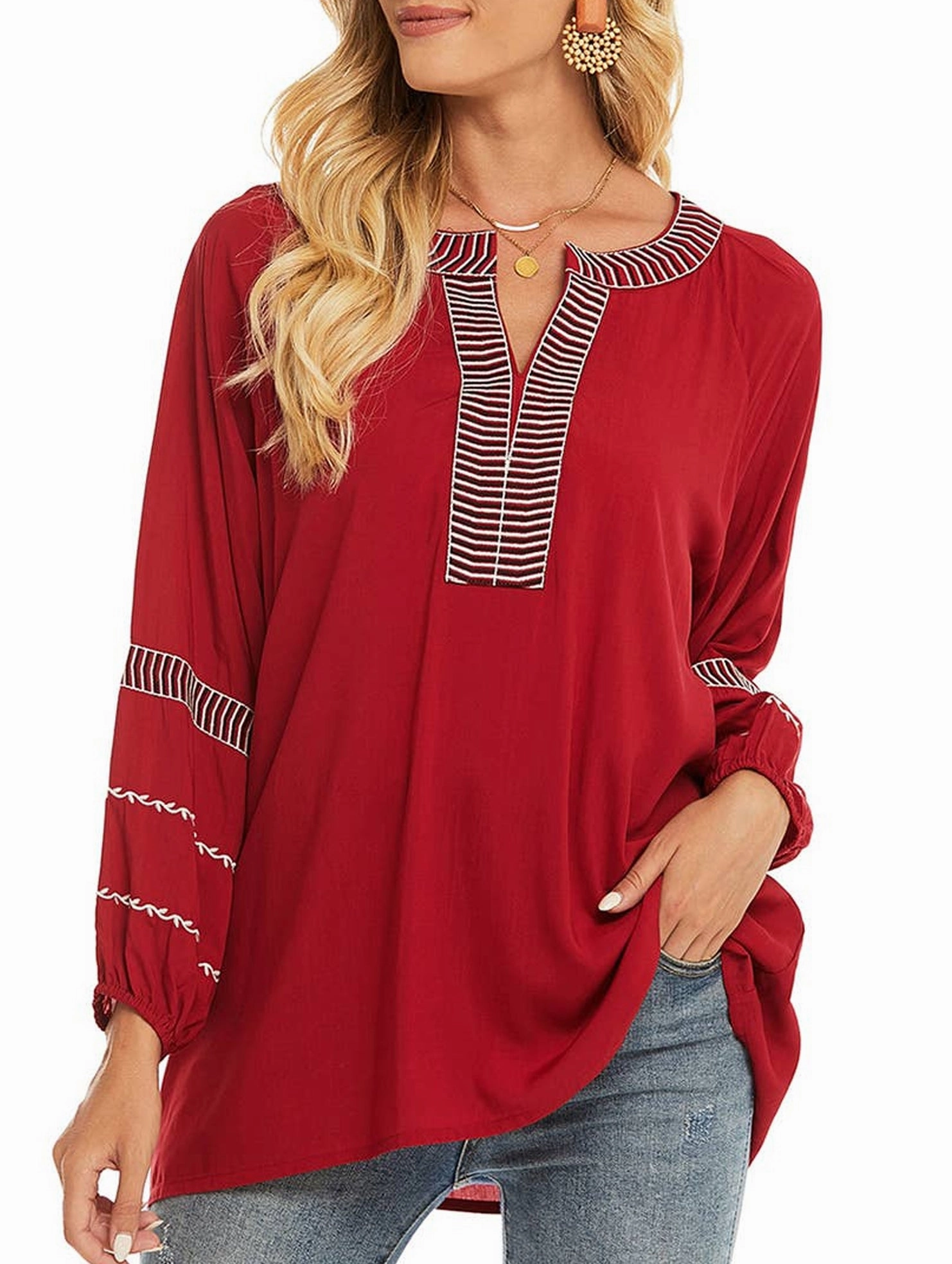 DualLayer Weave Gym Wear COTTON PLUS-SIZE EMBROIDERED SHIRT_CWTBLL0821