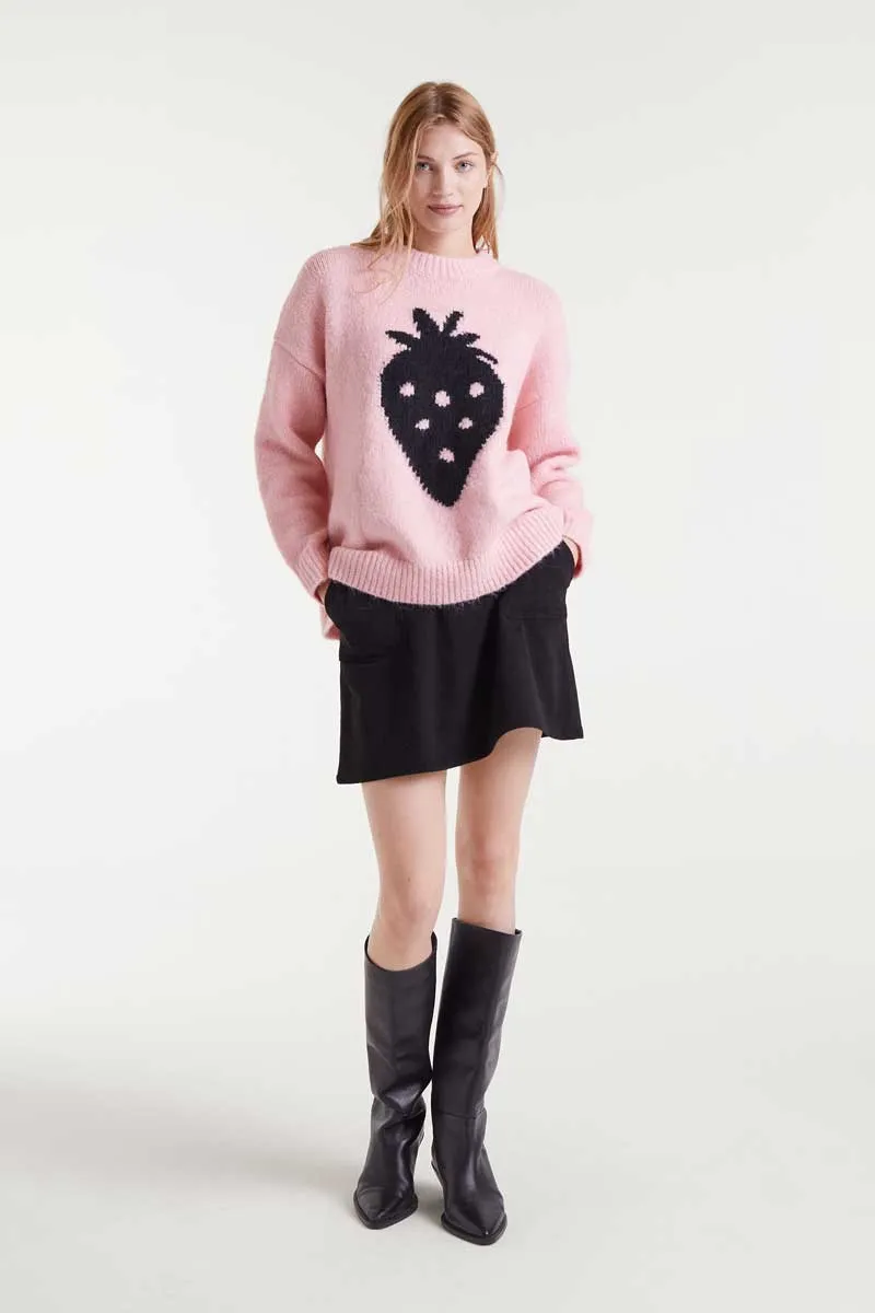 Corduroy Mini Skirt in Black Texture Focus Knee Length