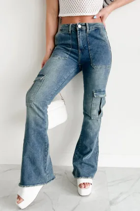 Rome High Rise Cargo Flare Indigo Reign Jeans (Medium) Relaxed Look