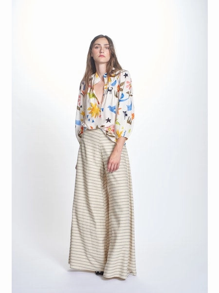 Tencel Blend Fabric EasyCare Material Corinne Top in Multi