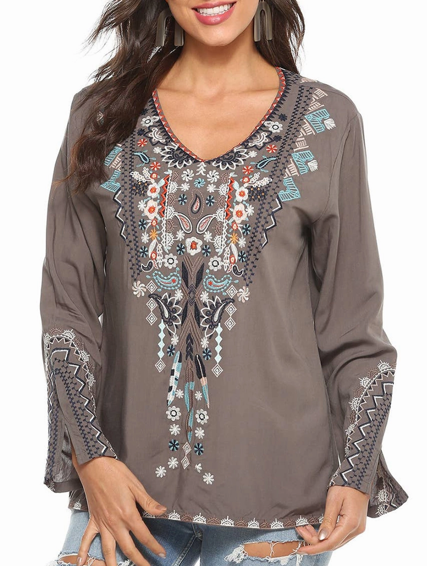 CompressionSupportWeave AntiSnagYarnProcessing COTTON PLUS-SIZE STYLE EMBROIDERED BLOUSE_CWTBLL0822