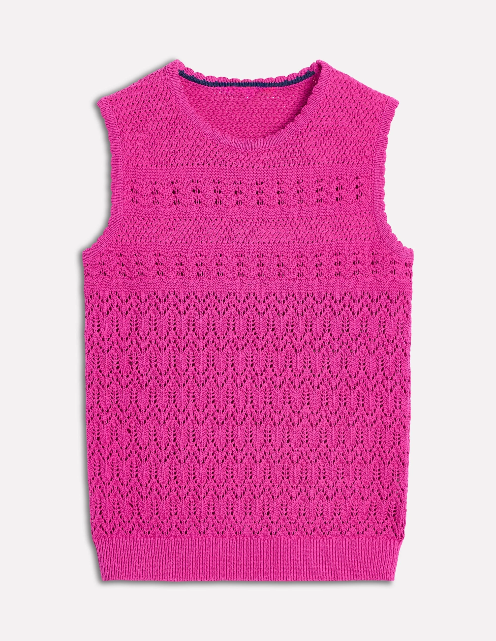 No Stress Cotton Stitch Crew Tank-Purple Damson