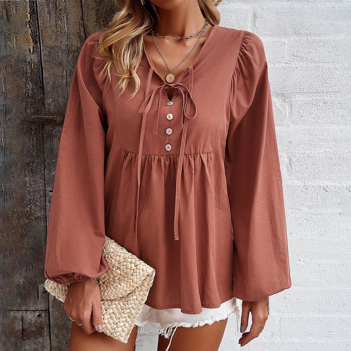 Classic Tank COTTON WICKING V COLLAR BLOUSE_CWTBLL0779