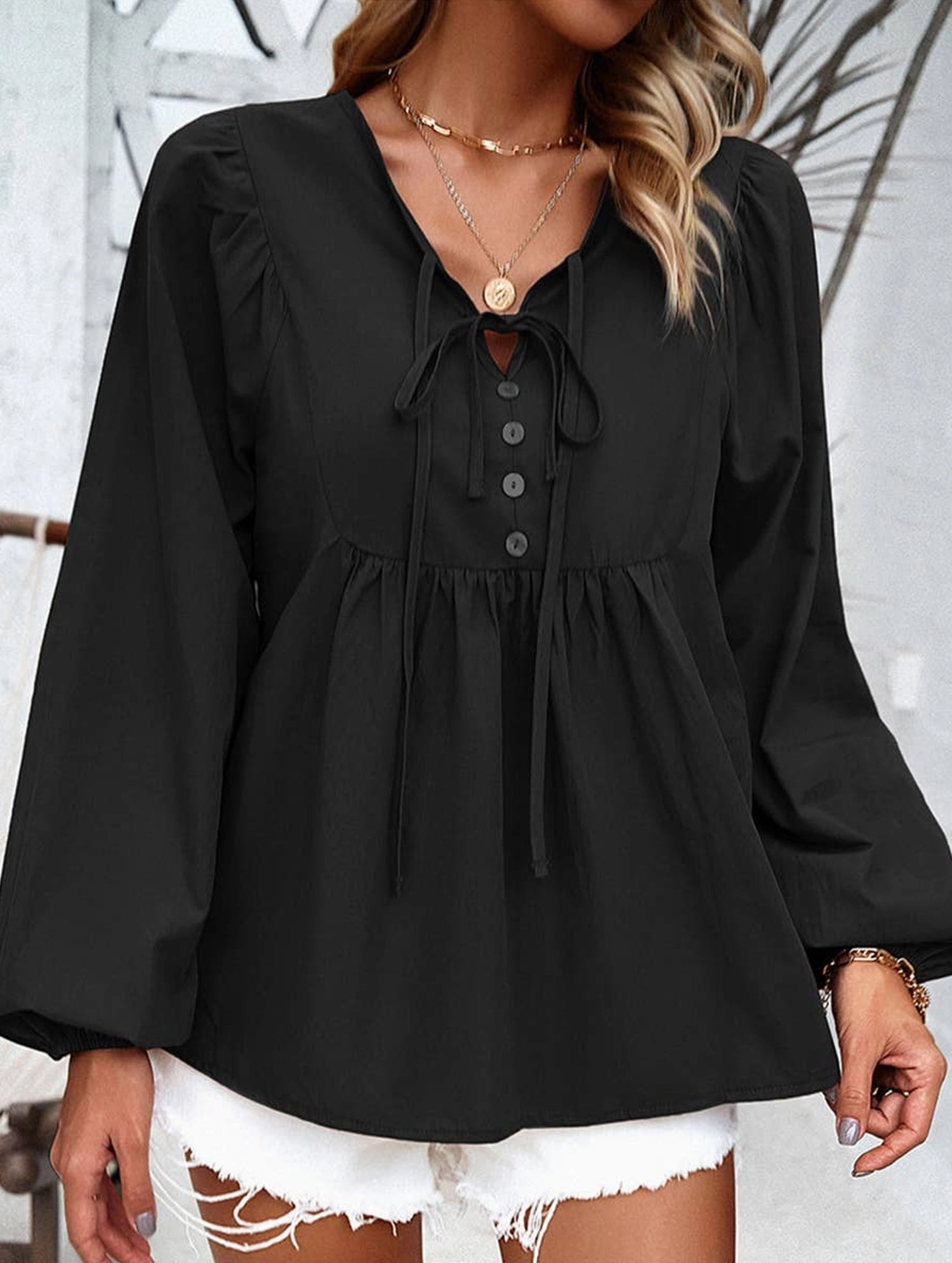 Classic Hoodie COTTON WICKING V COLLAR BLOUSE_CWTBLL0779