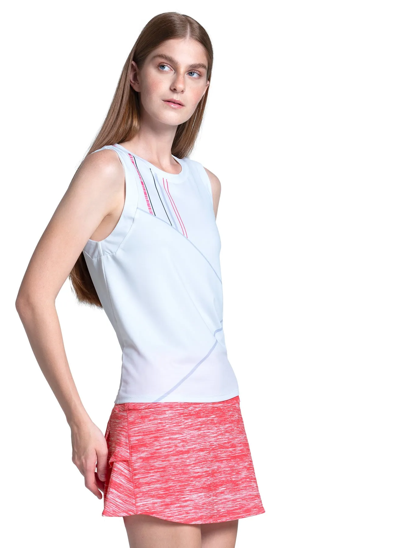 Layered Neckline Details HighNeckCut Court Rush Tank