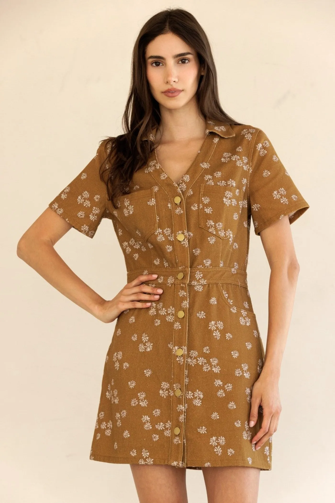 CALIE FLORAL SHIRT DRESS Smooth Finish Autumn Ready