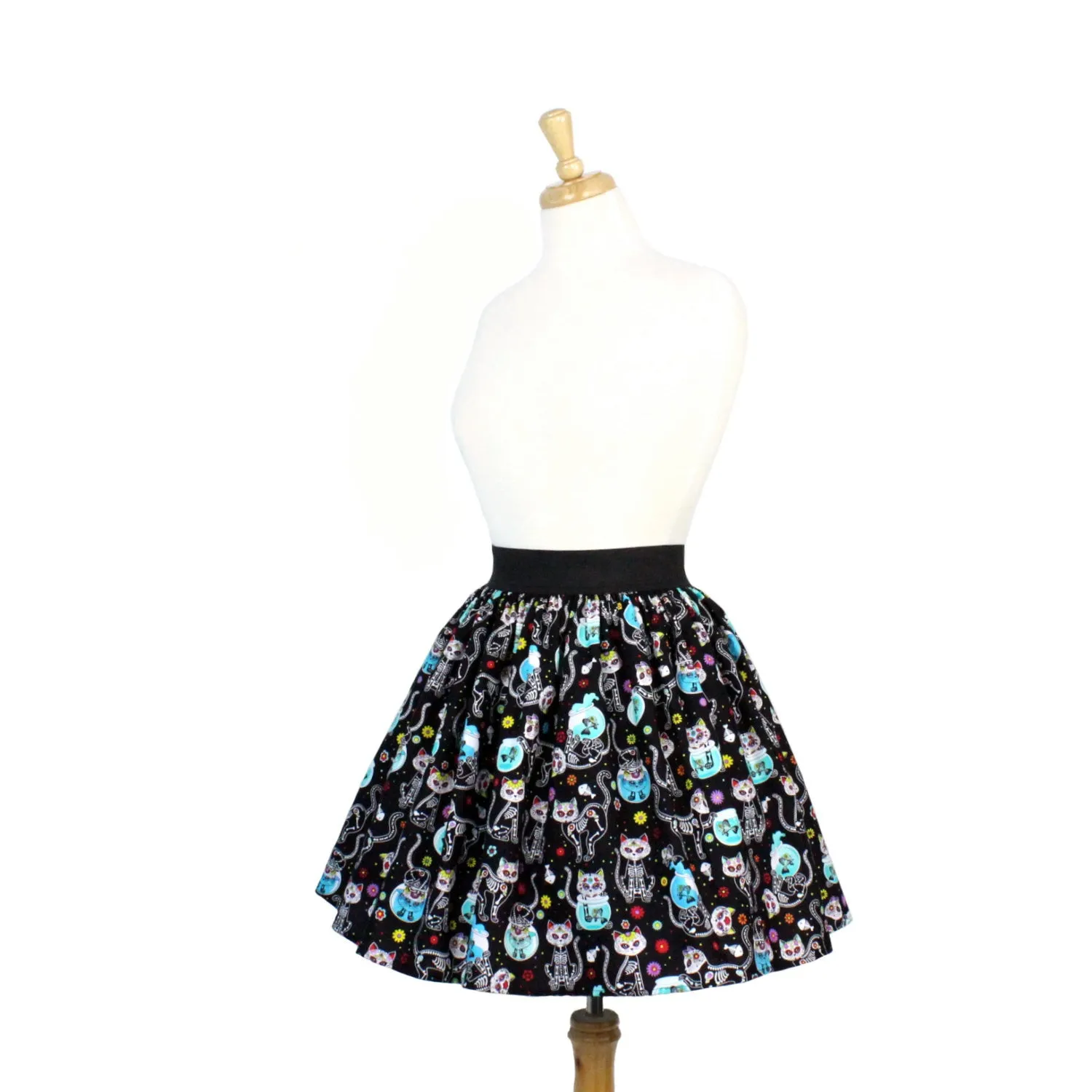 Day of the Dead Kitty Pleated Skirt #PS-C332 Chill Feel Subtle Details